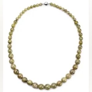 Tsavorite Garnet 7-13 mm Beaded Necklace 20 " in Rhodium Over Sterling Silver